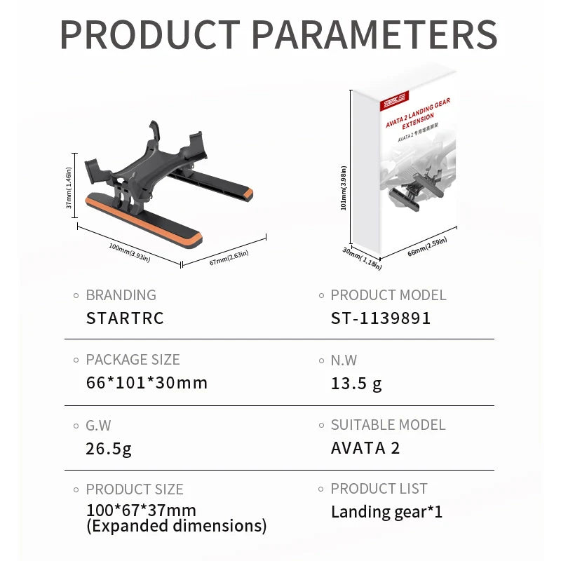 STARTRC Landing Gear for DJI Avata 2 (Black and Orange)