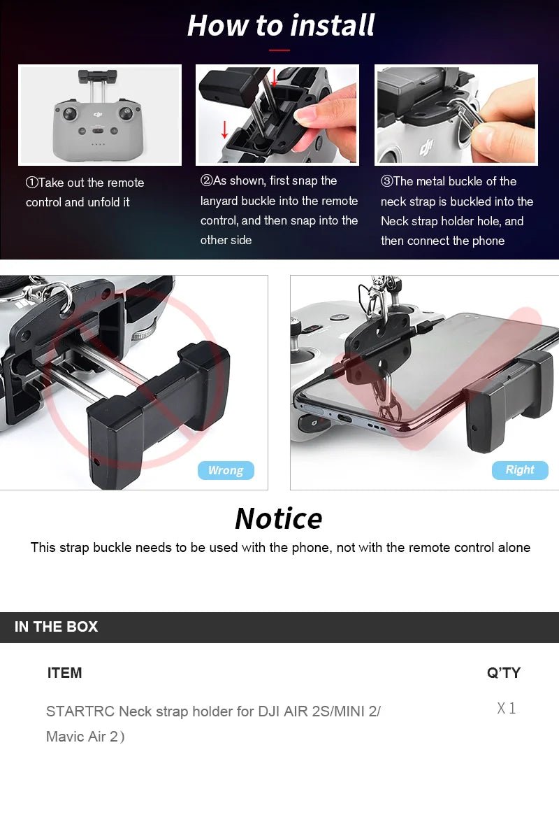 STARTRC Neck Strap with Bracket for DJI RC-N1/ N2/N3 Remote Control